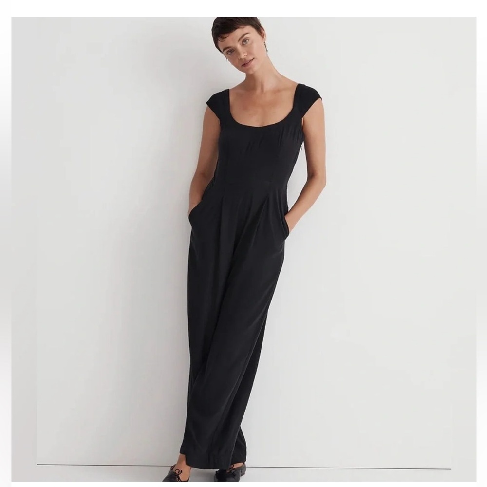 Madewell Black Wide Leg Jumpsuit Scoop Neck Size 6 NWT Minimalist